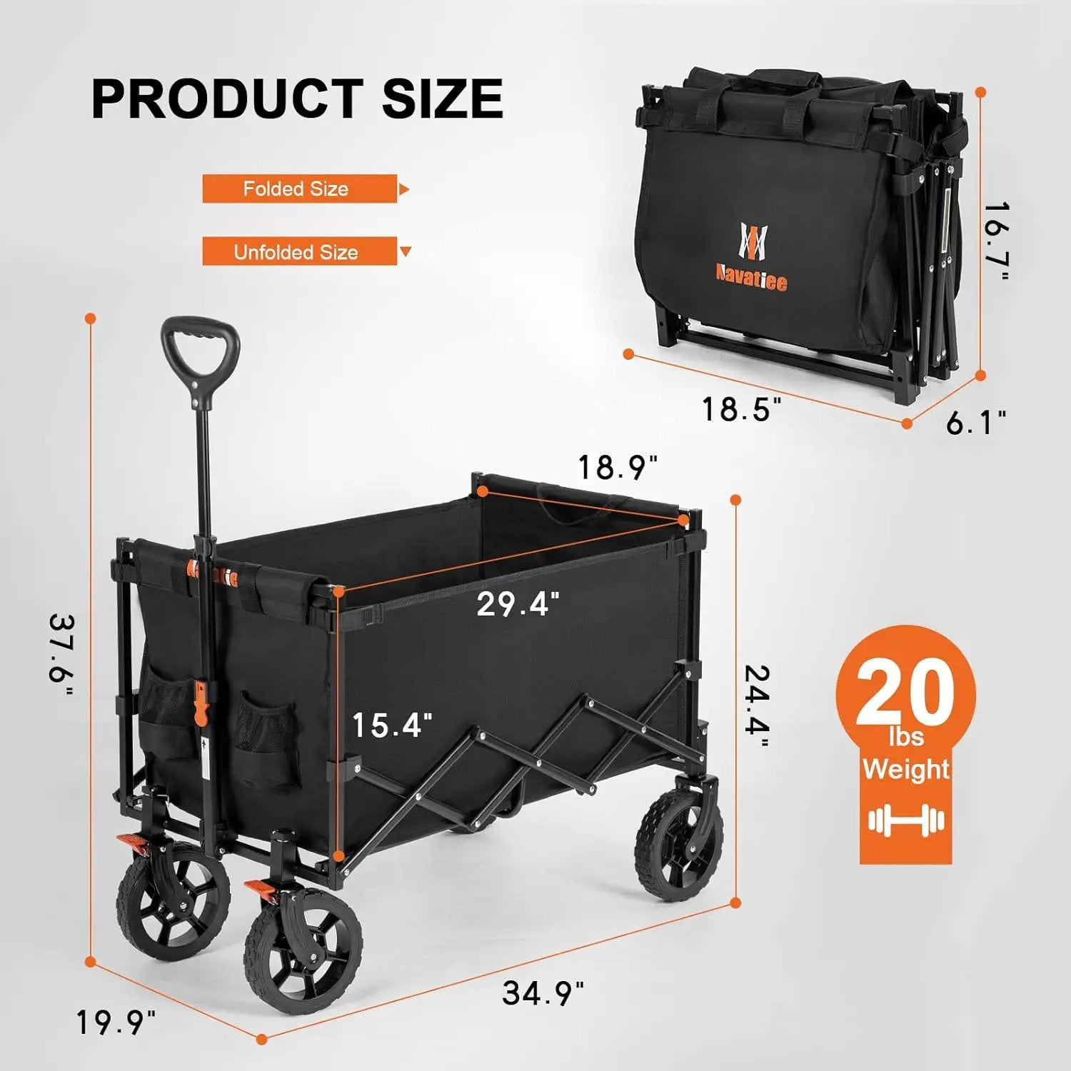 Navatiee 140L Wagon Cart Foldable, Large Capacity Collapsible Wagon with Smallest Folding Design, Utility Grocery Cart for Camping Shopping Sports, Black by GreenHaven Gardens