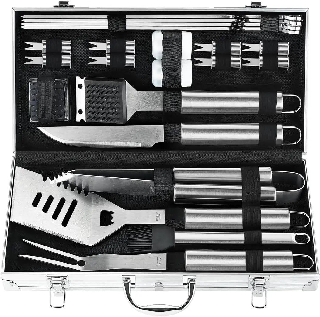 POLIGO 22PCS Heavy Duty BBQ Grill Accessories Set, Non-Slip Grill Tools for Outdoor Grill Set Thicker Stainless Steel Grill Utensils Set, Deluxe Grilling Tools Set in Aluminum Case Ideal Gifts for Men by GreenHaven Gardens