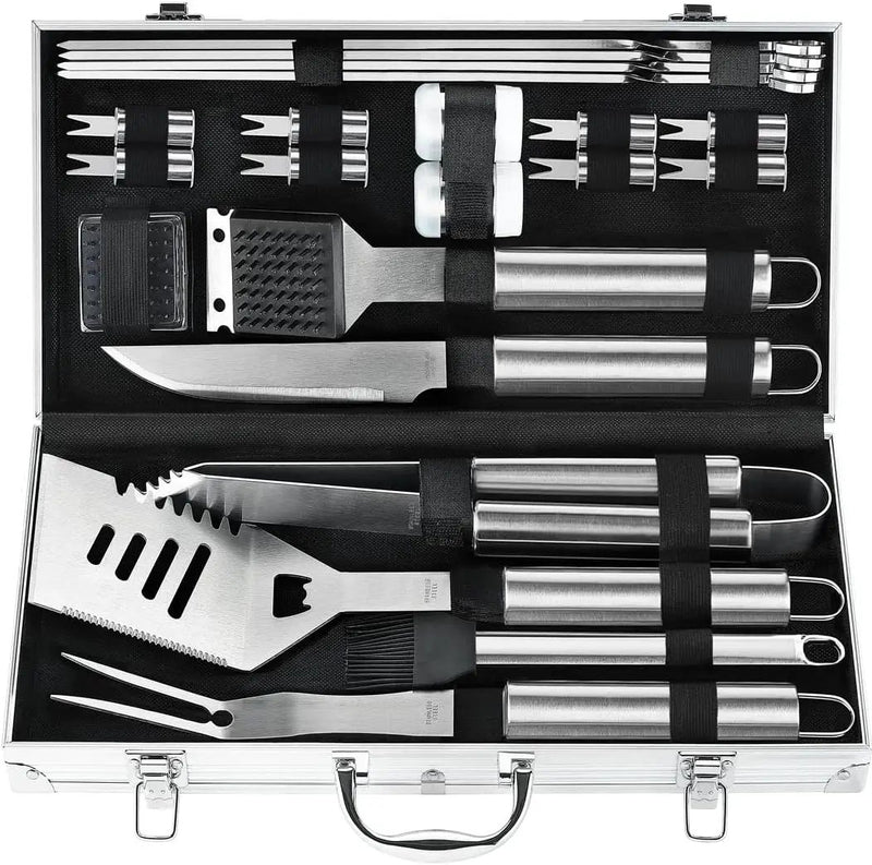 POLIGO 22PCS Heavy Duty BBQ Grill Accessories Set, Non-Slip Grill Tools for Outdoor Grill Set Thicker Stainless Steel Grill Utensils Set, Deluxe Grilling Tools Set in Aluminum Case Ideal Gifts for Men by GreenHaven Gardens