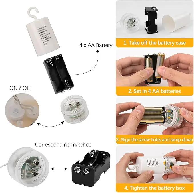6 pack Firework Lights Copper Wire Led Lights, Dimmable Battery Operated Hanging Lights with 8 Modes, Remote Control, Waterproof Fairy String Lights for Home, Patio, Christmas Decoration by GreenHaven Gardens