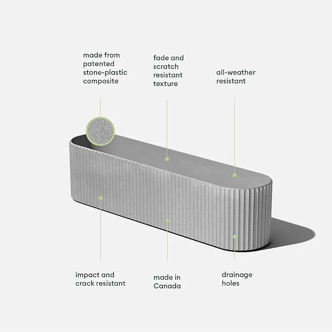 Veradek Demi Series Window Box Planter - Long Planter Box for Windowsill/Balcony | Durable Plastic-Stone Composite Material | Modern Décor for Flowers/Herbs by GreenHaven Gardens