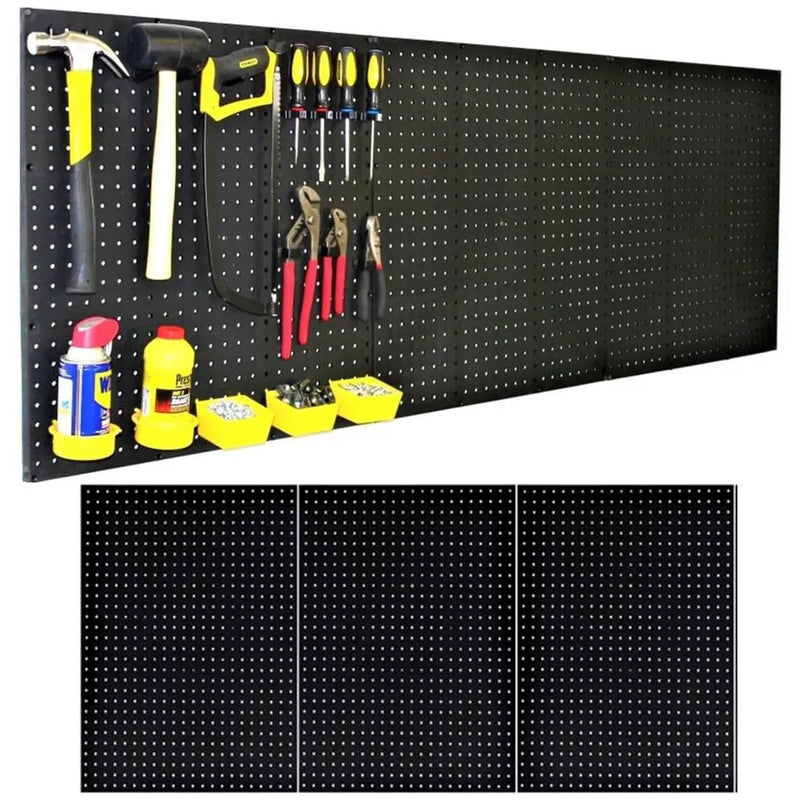 WallPeg Pegboard Kit - 3 ea. 24"x16" Black Peg Boards Panels - Made in USA by GreenHaven Gardens