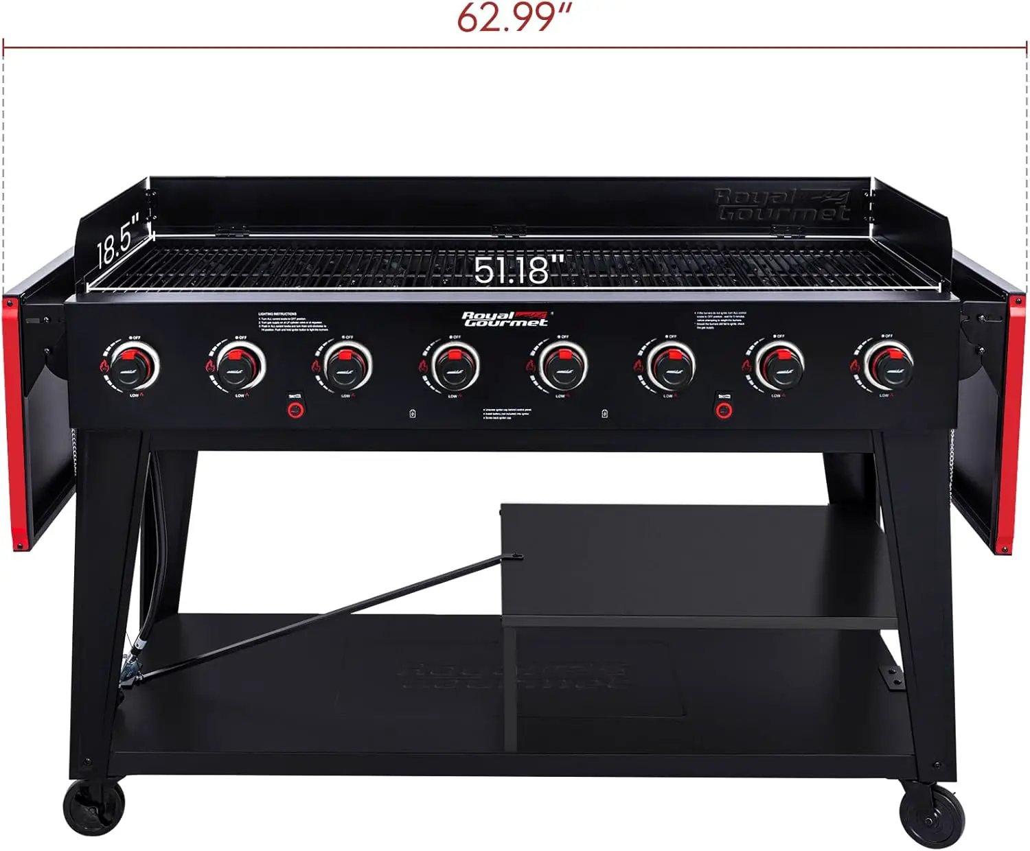 Royal Gourmet GB8003 8-Burner Propane Gas Grill with Foldable Side Tables, Large Propane BBQ Grill with Porcelain-Enameled Steel Wire Grates for Outdoor Party or Backyard Grilling, Black by GreenHaven Gardens
