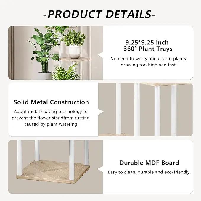 AZERPIAN Plant Stand 5 Tier Indoor Metal Flower Shelf for Multiple Plants Corner Tall Flower Holders for Patio Garden Living Room Balcony Bedroom, Black (5 Tier-White) by GreenHaven Gardens