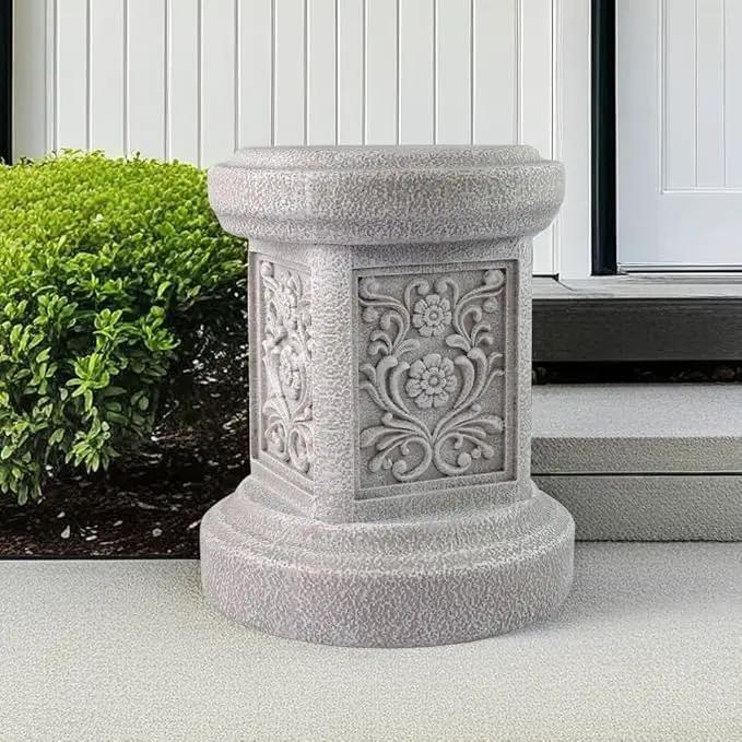 Classic Statuary Stand Garden Pedestal Sculpture Decor Plinth Base Riser, Outdoor or Indoor Resin Statuary Pedestal, 12.6"(H) x 9.5"(L) x 9.5"(W) (Round) by GreenHaven Gardens