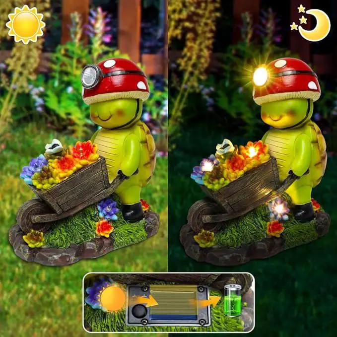 Solar Light Turtle Outdoor Garden, Turtle Solar Light for Yard Patio Decor 4 LED Solar Powered Lighting Outside Light Up Turtle Garden Statue Gardening Gift for Women Cute Decor by GreenHaven Gardens