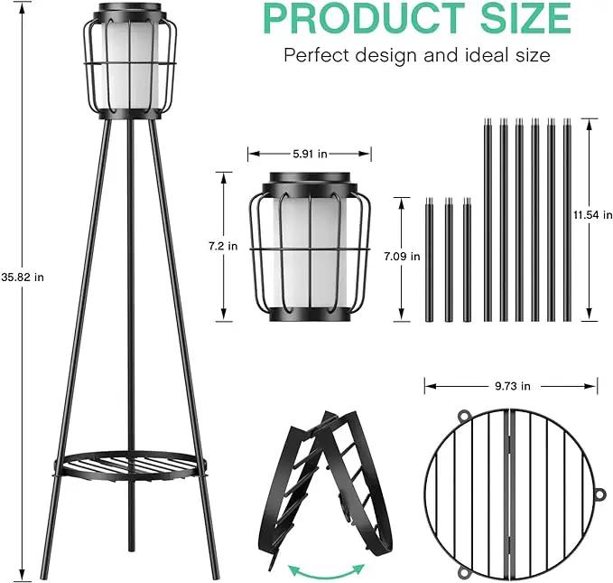 2 Pack Solar Lights Outdoor with Plant Stands, Solar Floor Lamp, Solar Powered Street Lights Metal Tripod Deck Lights, Patio Decor for Garden Yard Pathway Driveway Porch by GreenHaven Gardens