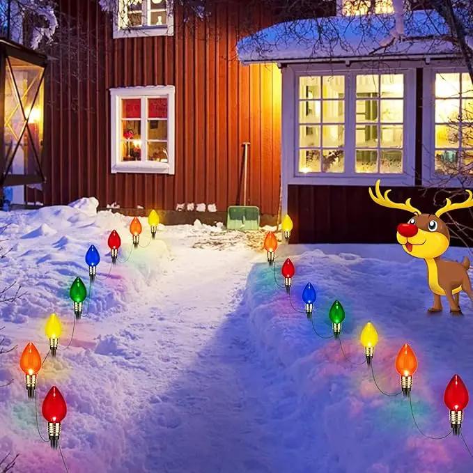 C9 Christmas Pathway Lights Outdoor-17.4 Ft 10 Lights C9 Walkway Lights Waterproof for Ground Sidewalk Driveway Yard Outdoor Christmas Decorations by GreenHaven Gardens