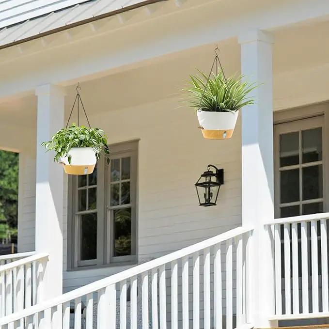 ZMTECH Hanging Planters for Indoor Plants Set of 2 Self Watering Hanging Pots Hanging Baskets Hanging Flower Pots for Outdoor Hanging Plants(10 Inch, White) by GreenHaven Gardens