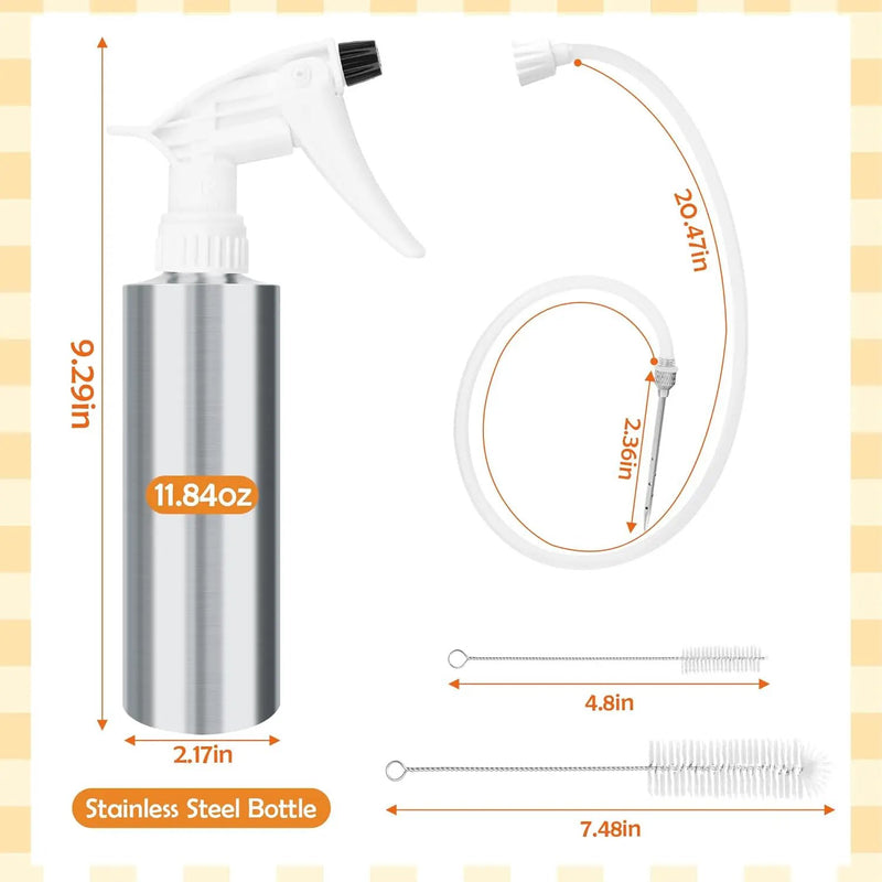 AHIER 2in 1 BBQ Spray Bottle, Turkey Marinade Injector Stainless Steel Grill Spray Bottle & Meat Injector with 2 PCS Cleaning Brush by GreenHaven Gardens