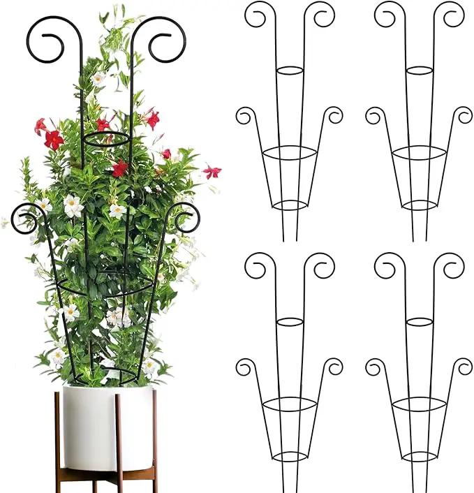 ZOUTOG Trellis for Climbing Plants Indoor 30 Inch, Houseplant Trellis for Potted Plants Metal 4Pcs for Vine Ivy Flower Support,Round Shape,Black by GreenHaven Gardens