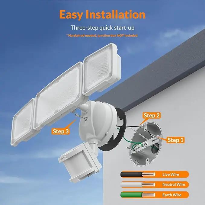 LEPOWER LED Security Lights Motion Sensor Light Outdoor, 38W 4200LM Light, 5500K, IP65 Waterproof, 3 Head Detected Flood Light for Garage, Yard, Porch (White) by GreenHaven Gardens