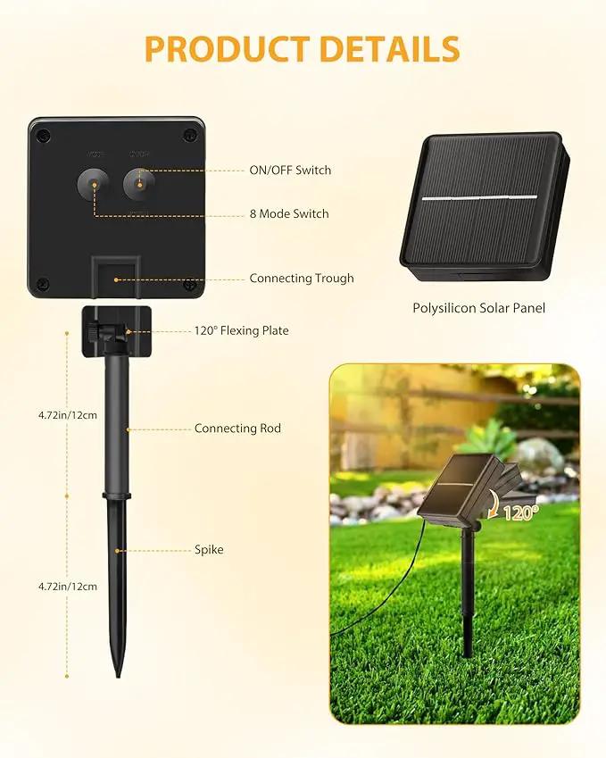 Brightown 2 Pack Solar String Lights for Outside, 92Ft 240 LED Solar Lights Outdoor Waterproof with 8 Modes, Solar Outdoor String Light for Patio Yard Tree Garden Party Decorations, Warm White by GreenHaven Gardens