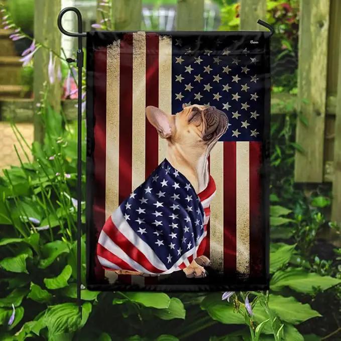 FLAGWIX French Bulldog Flag - Outdoor Dog Decorations, Garden Flag (11.5" x 17.5"), Heavy-duty Canvas American with Dog Garden Decor by GreenHaven Gardens