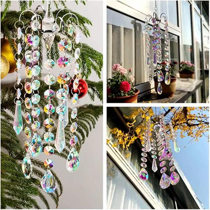 H&D HYALINE & DORA Chandelier Wind Chimes AB Coating Crystal Prisms Hanging Suncatcher Pendant Home Decor Gifts by GreenHaven Gardens