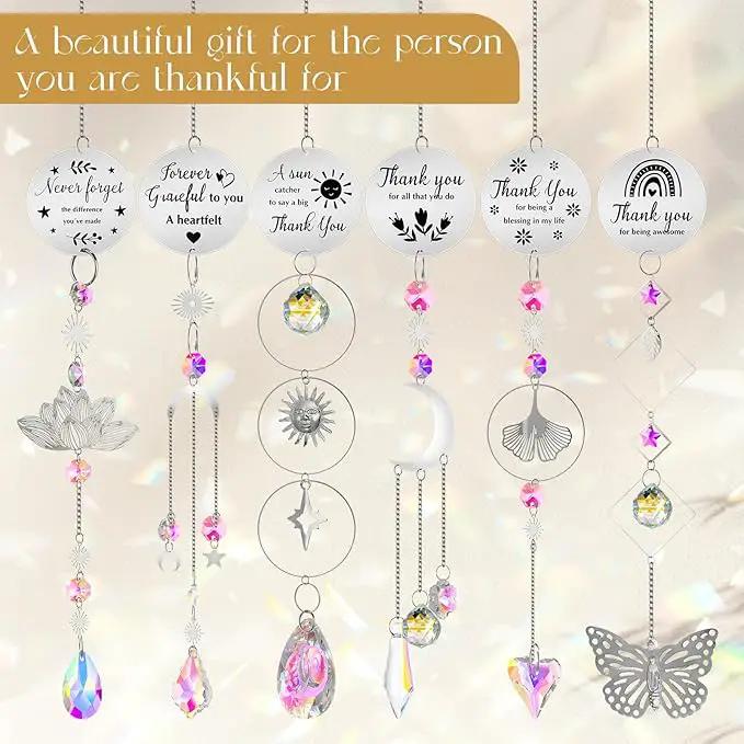 6 Pcs Thank You Gifts for Women Crystal Suncatcher Thank You with Engraved Message Hanging Sun Catcher Ornament for Windows Friend Teacher Coworkers Appreciation Christmas Gratitude Gift by GreenHaven Gardens