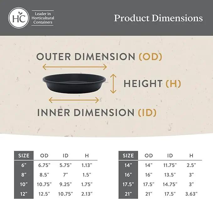 The HC Companies Flower Pot Saucers - Plastic Plant Saucer for Outdoors & Indoors - Traditional Design Plant Pot Trays for Water Drainage - Durable & Stylish Round Plant Tray (21-inch Warm Gray) by GreenHaven Gardens