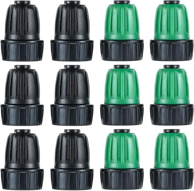 12 Pcs 1/2 Inch Drip Irrigation Tubing Faucet Garden Hose Adapter, 3/4" to 1/2" Drip Irrigation Tubing Hose Adapter, 3/4 Inch Faucet Connector Garden Hose Adapter Black and Green by GreenHaven Gardens