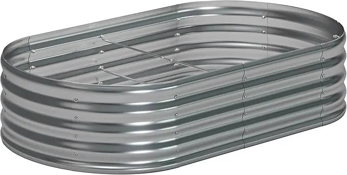 6x3x1.3 Oval Galvanized Raised Garden Bed,Outdoor Planter Box Metal Patio Kit Planting Bed for Vegetables Flowers and Succulents by GreenHaven Gardens