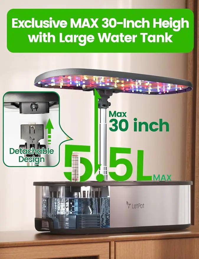 LetPot LPH-SE Hydroponics Growing System, 12 Pods Smart Herb Garden Kit Indoor, Indoor Garden, APP & WiFi Controlled, with 24W Growing LED, 5.5L Water Tank, Pump System, Automatic Timer by GreenHaven Gardens