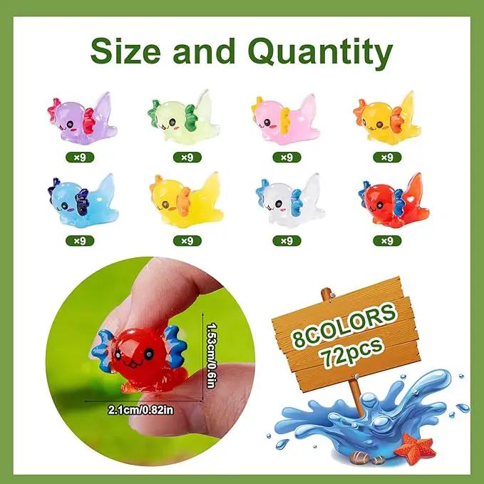 72 Pack Mini Animals Tiny Axolotl Figurines Glow in Night Bulk for Miniature Dollhouse Decor Accessories Garden Aquarium Potted Ornament Party DIY Charms Office Classroom Activity to Hide by GreenHaven Gardens