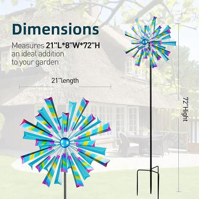 Decoroca Wind Spinners Outdoor Metal Large - 72in 360 Degrees Rainbow Wind Spinner for Outdoor Yard, Patio, Lawn & Garden Sculptures - Rare Square Fan Blade Design - Used to Adjust Mood in Garden by GreenHaven Gardens