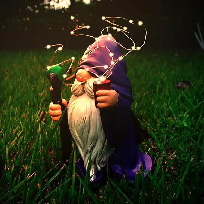 Resin Gnome Statue Outdoor Decor Waterproof Firework Solar LED Lights Gnome Garden Sculpture Decorations for Outside Lawn Patio Yard Ornament Gifts (Gnome) by GreenHaven Gardens