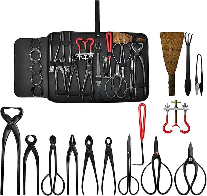 Voilamart 14 Piece Bonsai Tools Kit with Case, Carbon Steel Scissor Cutter Shear Set Garden Plant Tools by GreenHaven Gardens