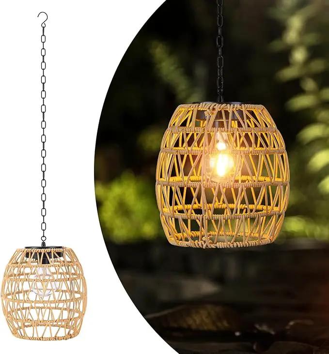 Solar Lanterns Outdoor Waterproof Light, Rattan Solar Powered Lantern for Hanging or Table Lamp Chandelier Light for Outside Patio Yard Garden Gazebo Porch Home Decorations by GreenHaven Gardens