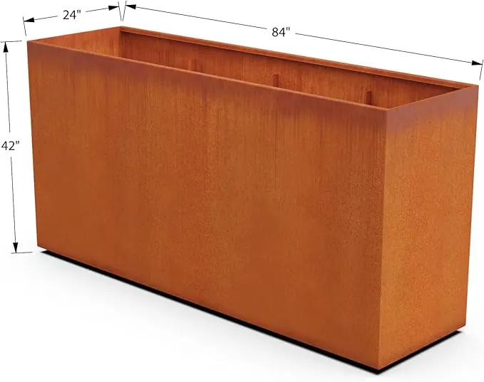 Corten Steel Planter Rectangle Outdoor Metal Garden Box Heavy Duty | Made in USA | Fully Assembled by GreenHaven Gardens
