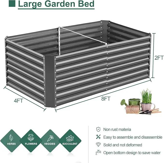 Land Guard 8×4×2 ft Galvanized Raised Garden Bed Kit, Galvanized Planter Raised Garden Boxes Outdoor, Large Metal Raised Garden Beds for Vegetables(Grey)… by GreenHaven Gardens