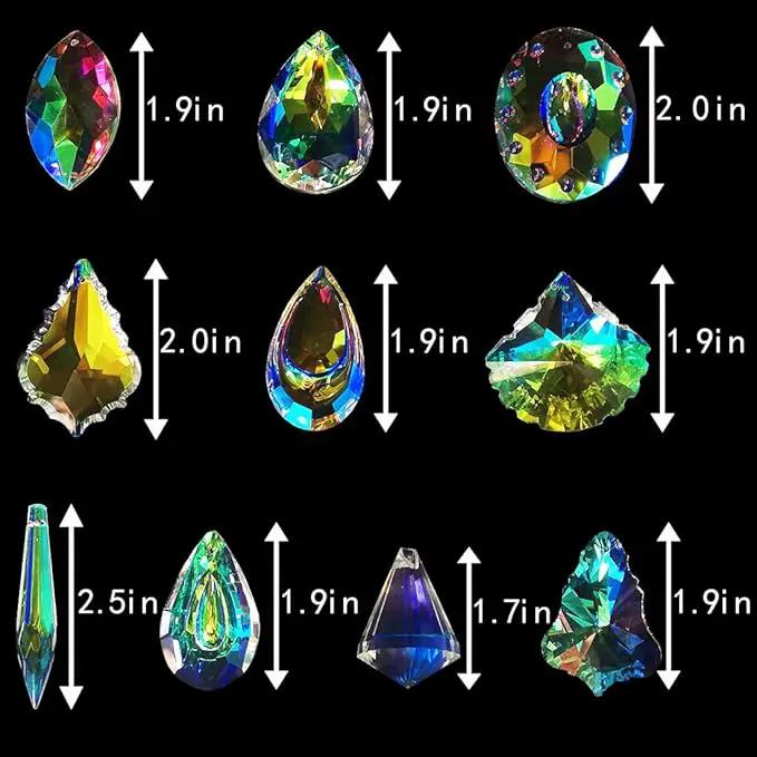 H&D HYALINE & DORA 10pcs Coloful Crystal Chandelier Lamp Lighting Drops Pendants Prisms Hanging Glass Prisms Parts Suncatcher Home Car Decor by GreenHaven Gardens