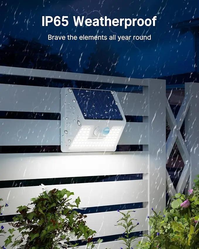 4 Pack Solar Fence Lights Waterproof, Motion Sensor Deck Lights Outdoor, Cold White LED Outside Lights Wireless for Wall Yard Steps Stairs Garden - White by GreenHaven Gardens