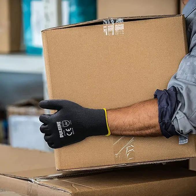 DULFINE Ultra-Thin PU Coated Work Gloves-60 Pairs,Excellent Grip,Nylon Shell Black Polyurethane Coated Safety Work Gloves, Knit Wrist Cuff,Ideal for Light Duty Work. (Medium) by GreenHaven Gardens