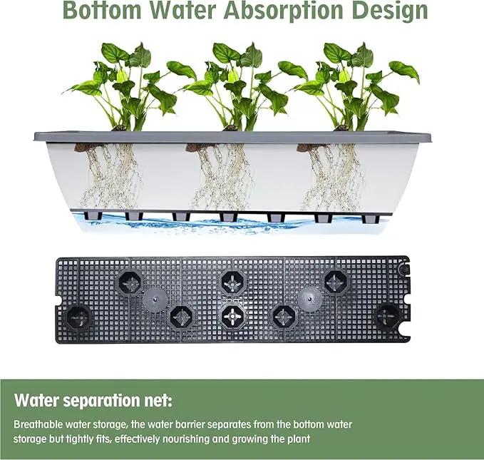 6 Pcs 24 inch Window Box Planter, Large Rectangular Flower Planter Boxes with Shelf Insert Plastic for Indoor and Outdoor Garden, Balcony Home Decor (6, 24 inch) by GreenHaven Gardens