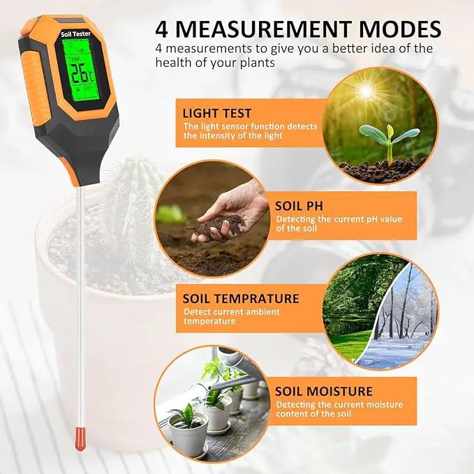 4-in-1 Soil Moisture Meter Digital PH Meter/Soil Moisture/Plant Temperature/Sunlight Intensity, Backlight LCD Display, Soil Test Meter for Garden, Lawn, Plant Care, Farm and Indoor Outdoor Plants by GreenHaven Gardens