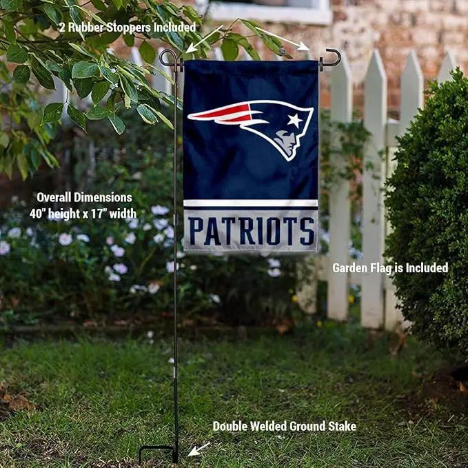 WinCraft New England Patriots Garden Flag with Stand Holder by GreenHaven Gardens