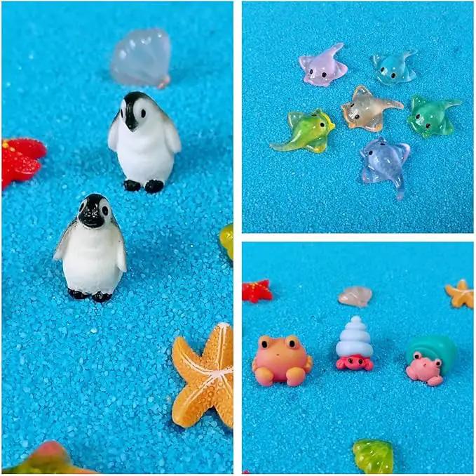 100 Pcs Ocean Mini Resin Animals Figures, Tiny Plastic Sea Creatures Figurines to Hide Miniature Fairy Garden Decorations Accessories by GreenHaven Gardens