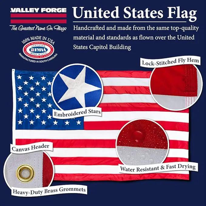 100% Made in the USA - 3'x5' ft – Perma-Nyl Sewn Nylon with Grommets - Sturdy, Durable, and Patriotic - Great For Gardens, Homes, Patios and Cars – By Valley Forge Flag by GreenHaven Gardens