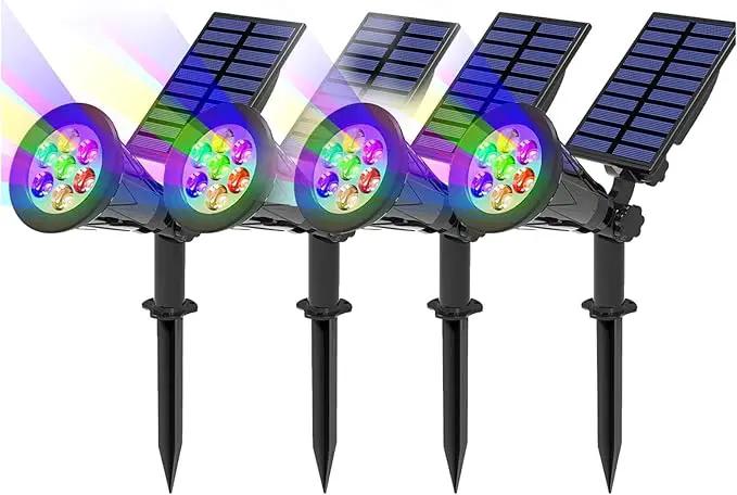 T-SUN Solar Spotlights for Outsides, Christmas Solar Lights Outdoor Waterproof, Color Changing Solar Landscape Spotlights, Auto ON/Off Solar Garden Pond Light for Yard, Trees, Driveway, Patio(4 Pack) by GreenHaven Gardens