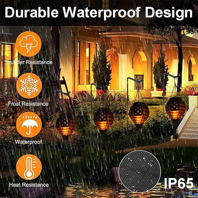 Hot Air Balloon Solar Lantern with Flickering Flame, Glass Hanging Garden Lights Outdoor Waterproof for Tree Yard Patio Mother's Day Gift, 18" H Flag by GreenHaven Gardens