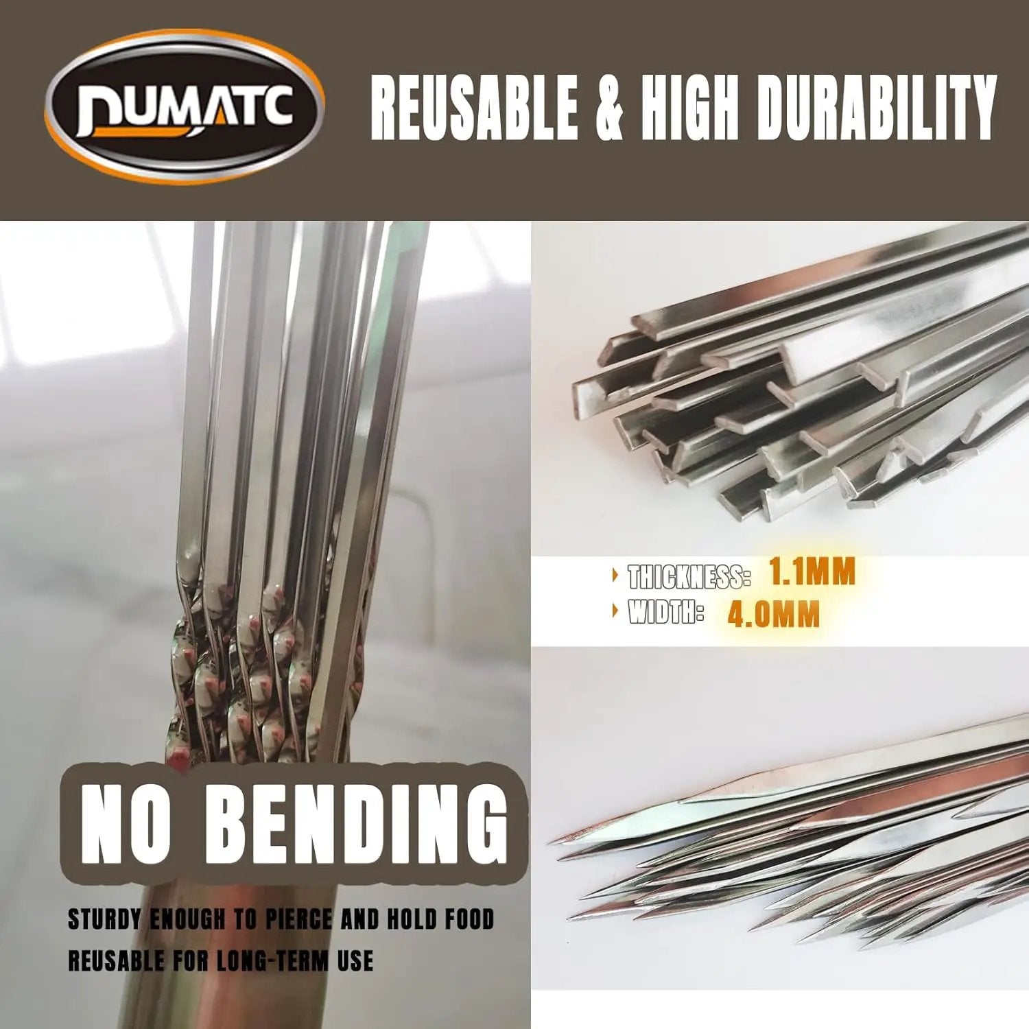 Titan 304 Stainless Steel Skewers for Grilling – 30PCS Heavy-Duty Flat BBQ Skewers with Storage Tube | Food-Grade, Rust-Proof & Dishwasher Safe | 13.2" Kebab Sticks for Meat, Veggies & Shrimp by GreenHaven Gardens