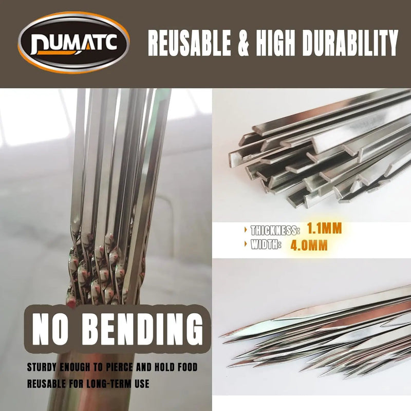 Titan 304 Stainless Steel Skewers for Grilling – 30PCS Heavy-Duty Flat BBQ Skewers with Storage Tube | Food-Grade, Rust-Proof & Dishwasher Safe | 13.2" Kebab Sticks for Meat, Veggies & Shrimp by GreenHaven Gardens