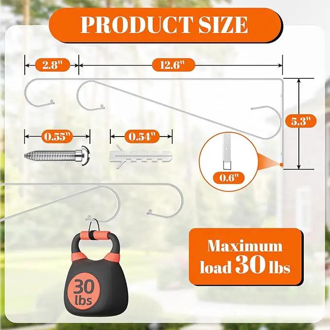 Plant Hangers Outdoor (2 Pack-15.5 Inch White) Plant Hooks Heavy Duty Iron Plant Hanger Hook for Wall, Hanging Plant Bracket for Planters, Bird Feeders, Lanterns, Wind Chimes, Outdoor by GreenHaven Gardens