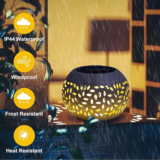 Solar Lantern Outdoor Table Light,2 Pack Solar Lanterns Outdoor Waterproof Decor, Hollow Out Retro White Metal Solar Patio Lights,Yard Porch Garden Balcony Indoor Desk Bedroom Tabletop Decorations by GreenHaven Gardens