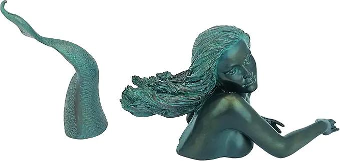 Design Toscano Meara the Mermaid Swimmer Indoor/Outdoor Garden Statue for Patio, Pool or Lawn, 16 Inches Wide, 7 Inches Deep, 7 Inches High, Handcast Polyresin, Green Verdigris Finish by GreenHaven Gardens