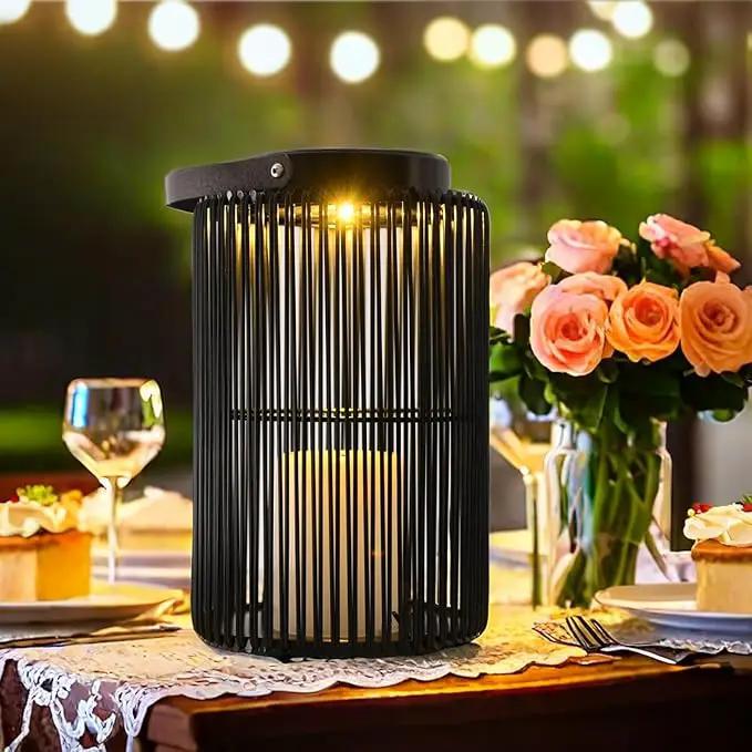 Solar Lanterns for Outdoor Waterproof, ZBLUXBZ Outdoor Table Lamp for Outside Hanging Solar Lights, LED Garden Cordless Lights Perfect for Patio and Pathway Lighting (11-inch Height, Black) by GreenHaven Gardens
