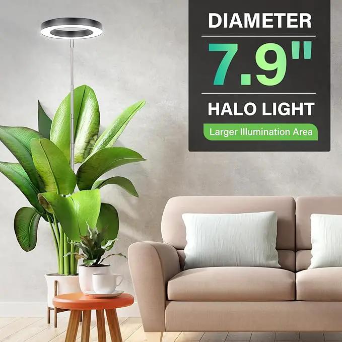 LORDEM Grow Light for Indoor Plants, 7.9" Full Spectrum LED Plant Grow Light, Height Adjustable Growing Lamp with Auto Timer 4H/8H/12H, 6 Dimmable Levels, Black, 1 Pack by GreenHaven Gardens
