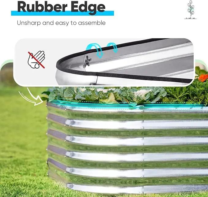 Quictent Raised Garden Bed Kit Oval Galvanized Metal Planter Box Tall for Vegetables Outdoor Backyard, Rubber Strip Edging Included, Silver 8x4x1.5 ft by GreenHaven Gardens
