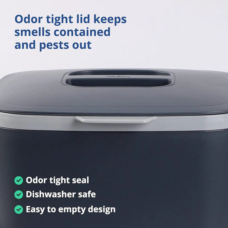 Blue Ginkgo Kitchen Compost Bin [5L / 1.32 GAL] – Filter-Free, Odor-Tight Countertop Food Waste Pail with Handles (Made in Korea, Gray) by GreenHaven Gardens